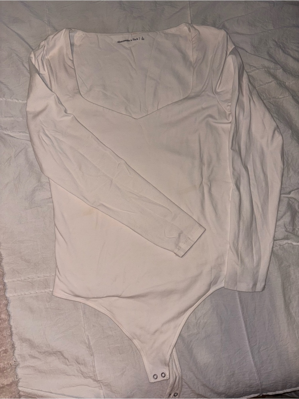 Abercrombie & Fitch Cream Long-Sleeve Scoop Neck Bodysuit
